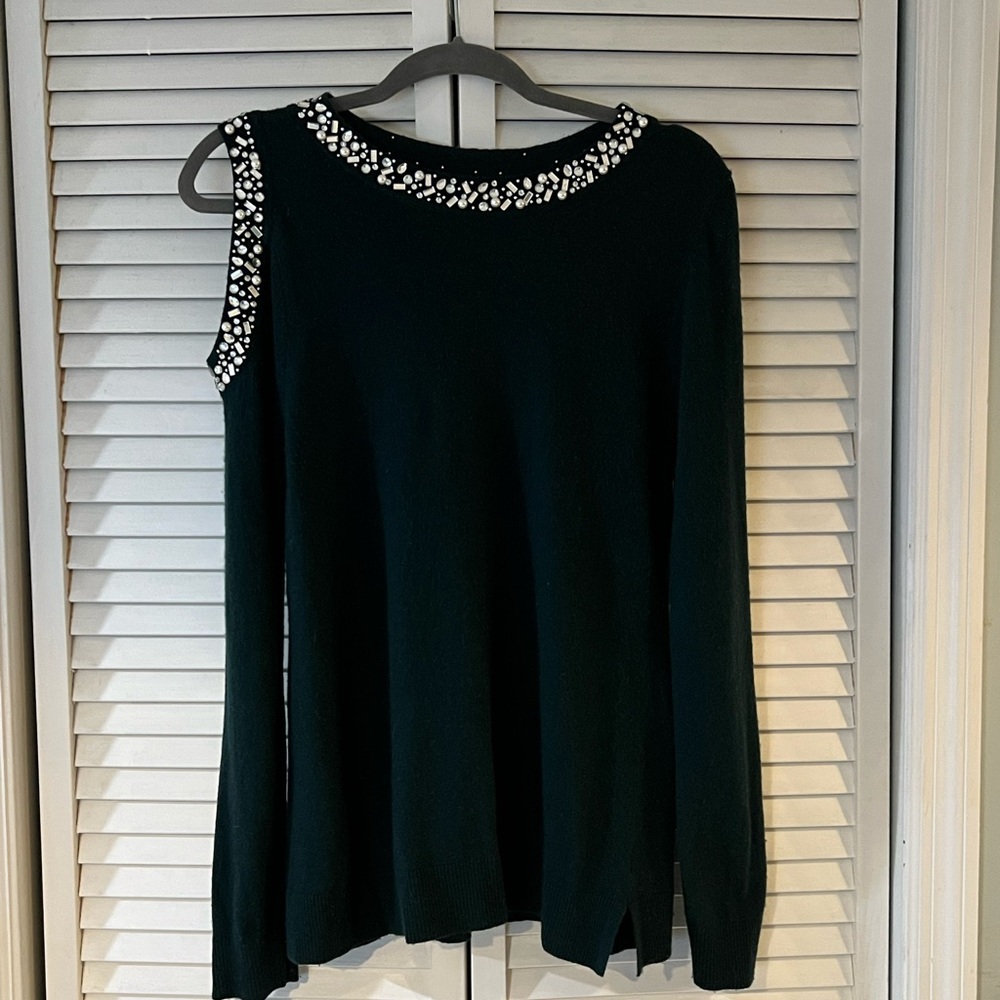 INC green sweater with rhinestones